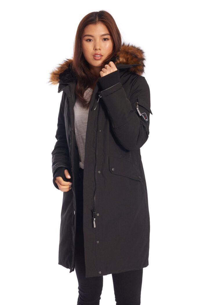 LAURENTIAN | WOMEN'S VEGAN DOWN (RECYCLED) LONG PARKA. BLACK