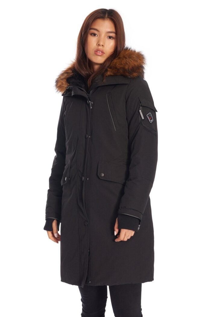 LAURENTIAN | WOMEN'S VEGAN DOWN (RECYCLED) LONG PARKA. BLACK - Image 2