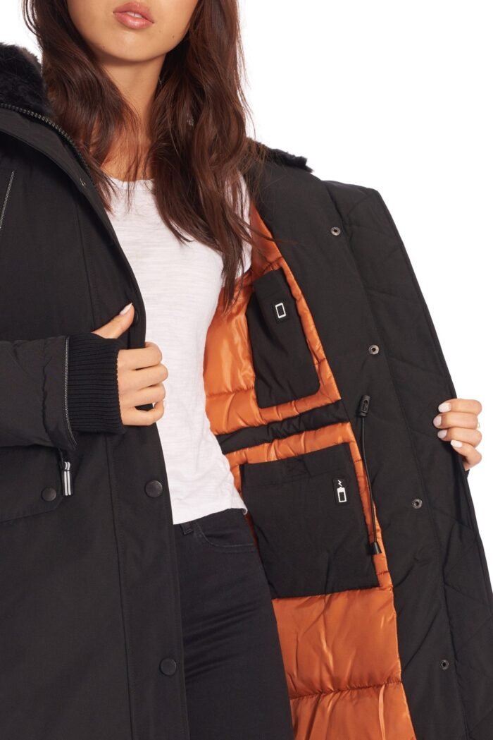 LAURENTIAN | WOMEN'S VEGAN DOWN (RECYCLED) LONG PARKA. BLACK - Image 4