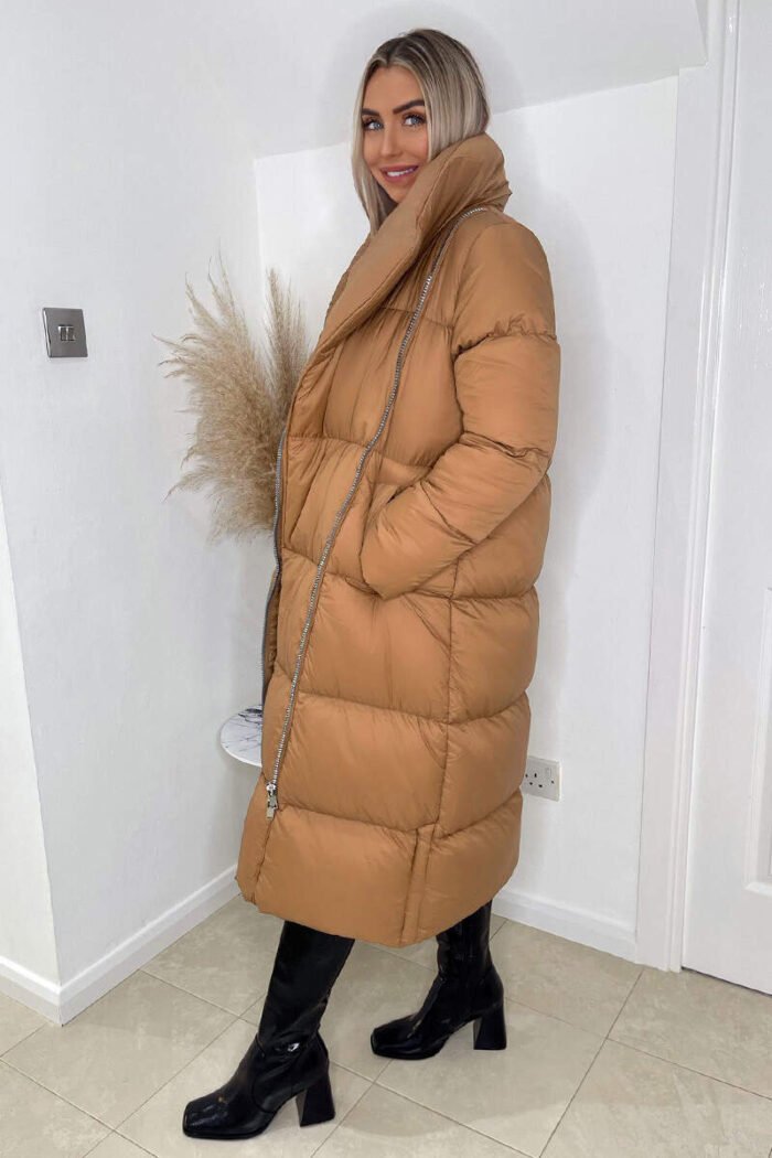 Camel Wrap Puffer Coat - Image 3