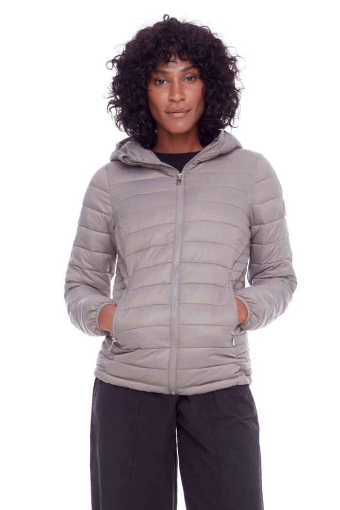 YOHO LADIES' | WOMEN'S VEGAN DOWN (RECYCLED) LIGHTWEIGHT PACKABLE PUFFER. TAUPE