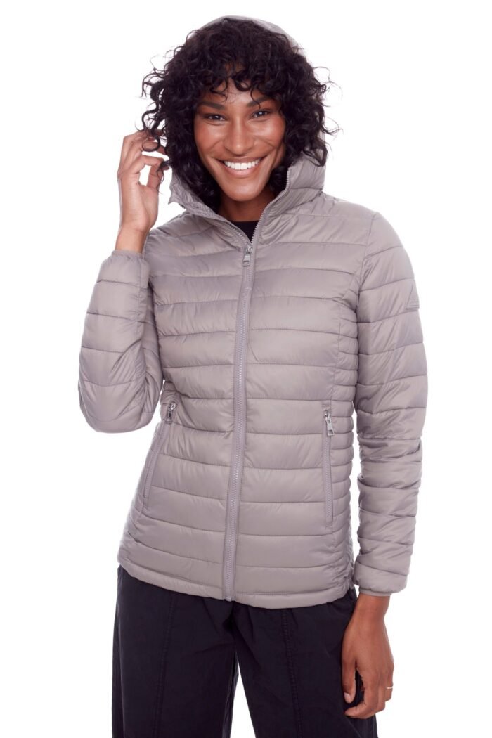 YOHO LADIES' | WOMEN'S VEGAN DOWN (RECYCLED) LIGHTWEIGHT PACKABLE PUFFER. TAUPE - Image 7