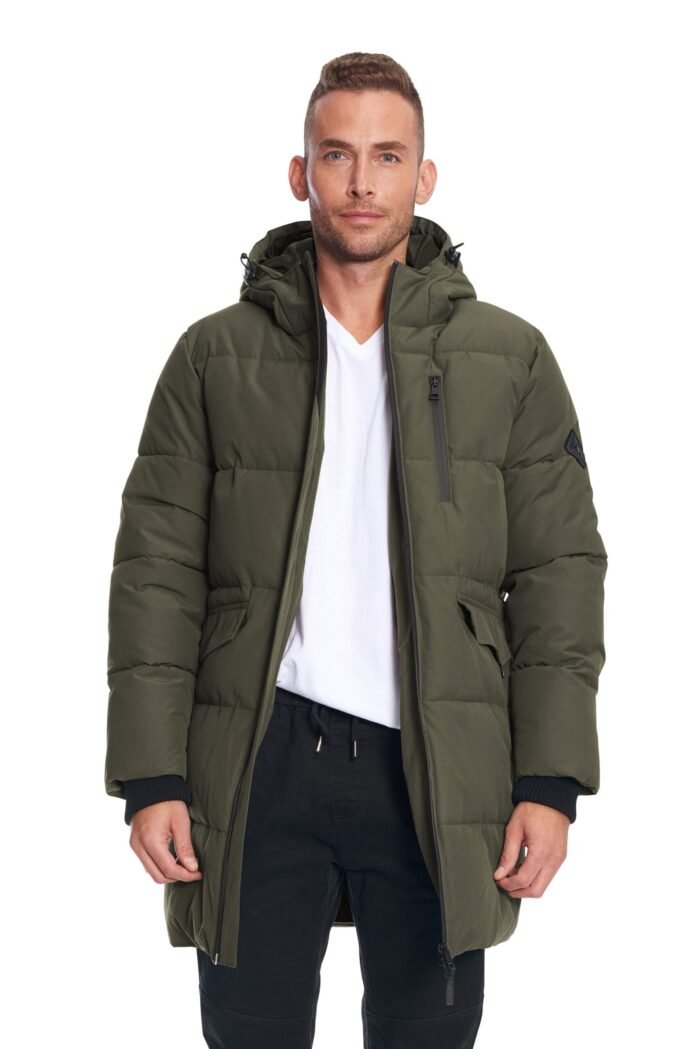 JASPER | MEN'S VEGAN DOWN (RECYCLED) PUFFER COAT. OLIVE - Image 2