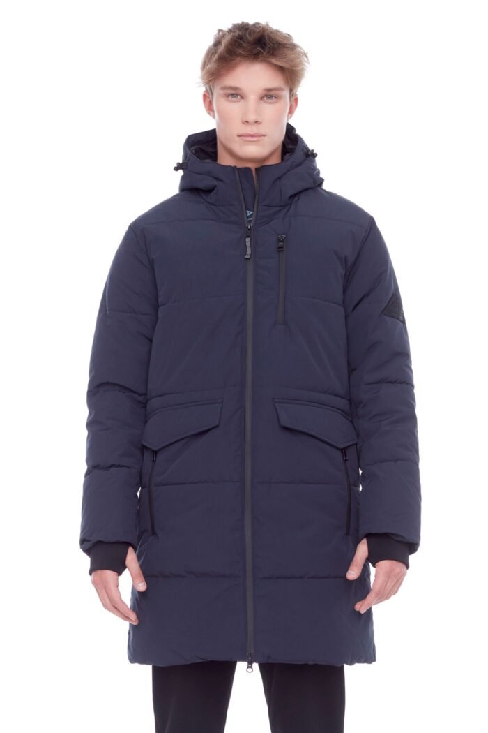 JASPER | MEN'S VEGAN DOWN (RECYCLED) PUFFER COAT. NAVY