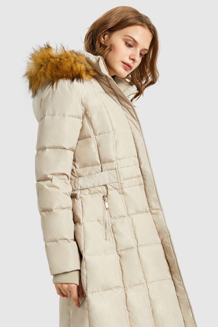 Long Faux Fur Hooded Down Coat - Image 4