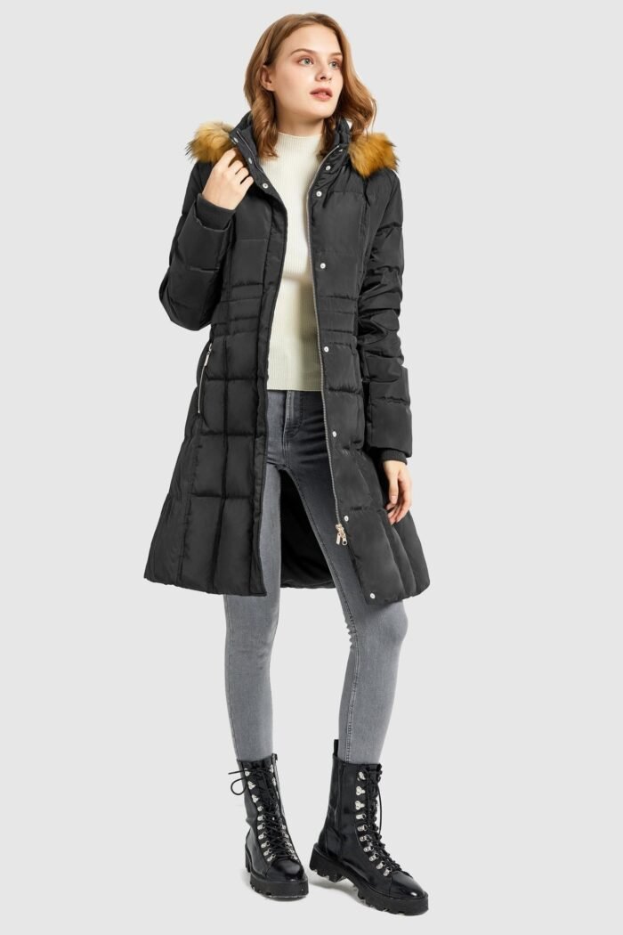 Long Faux Fur Hooded Down Coat - Image 5