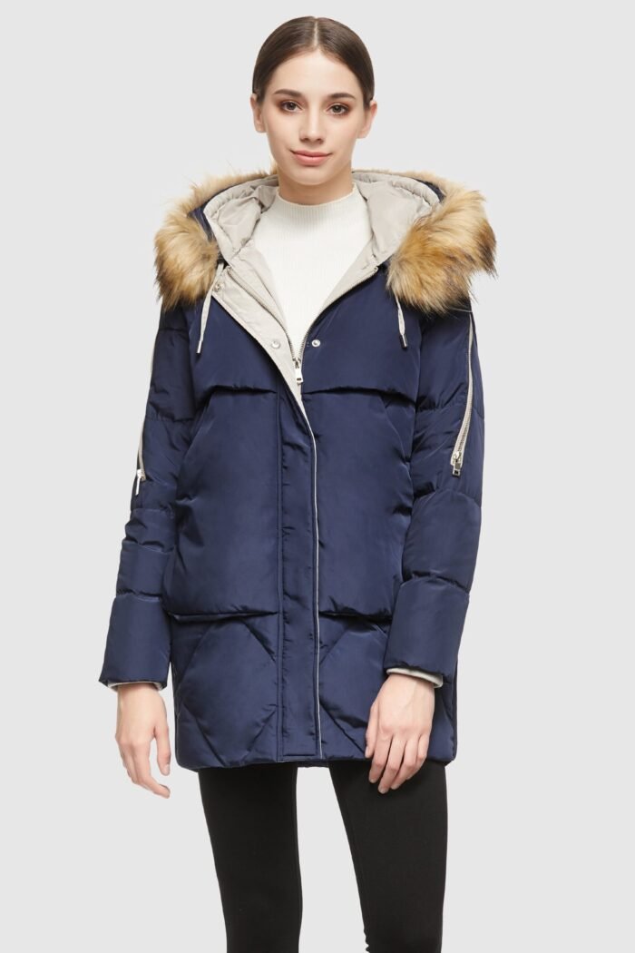 Removable Fur Large Pockets Down Jacket - Image 14