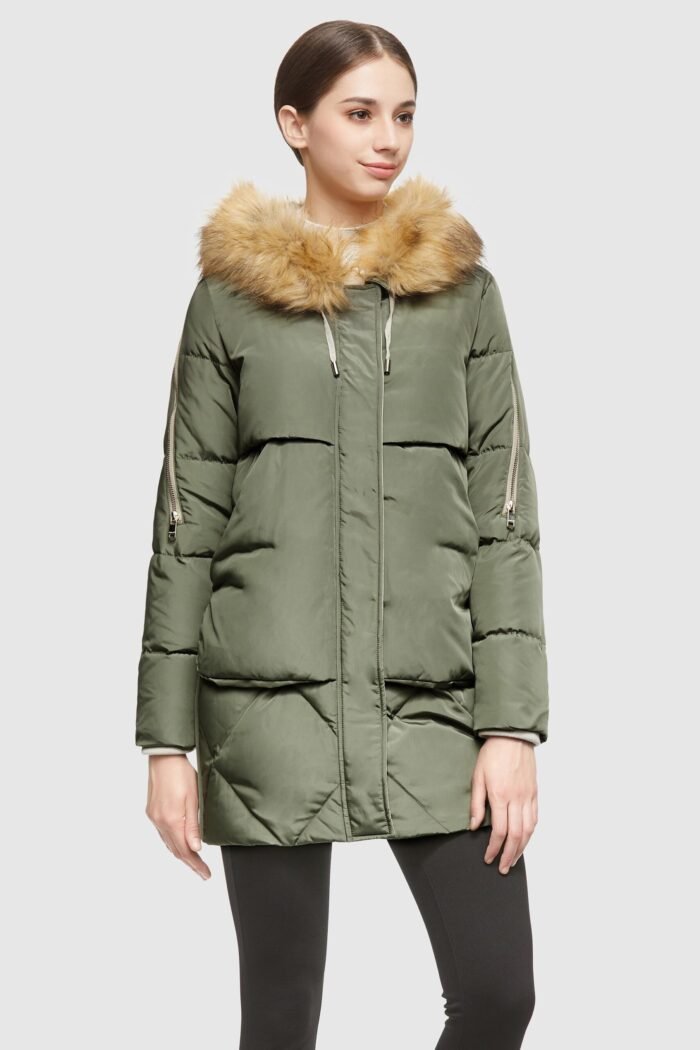 Removable Fur Large Pockets Down Jacket - Image 2