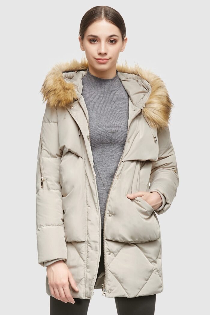 Removable Fur Large Pockets Down Jacket - Image 7