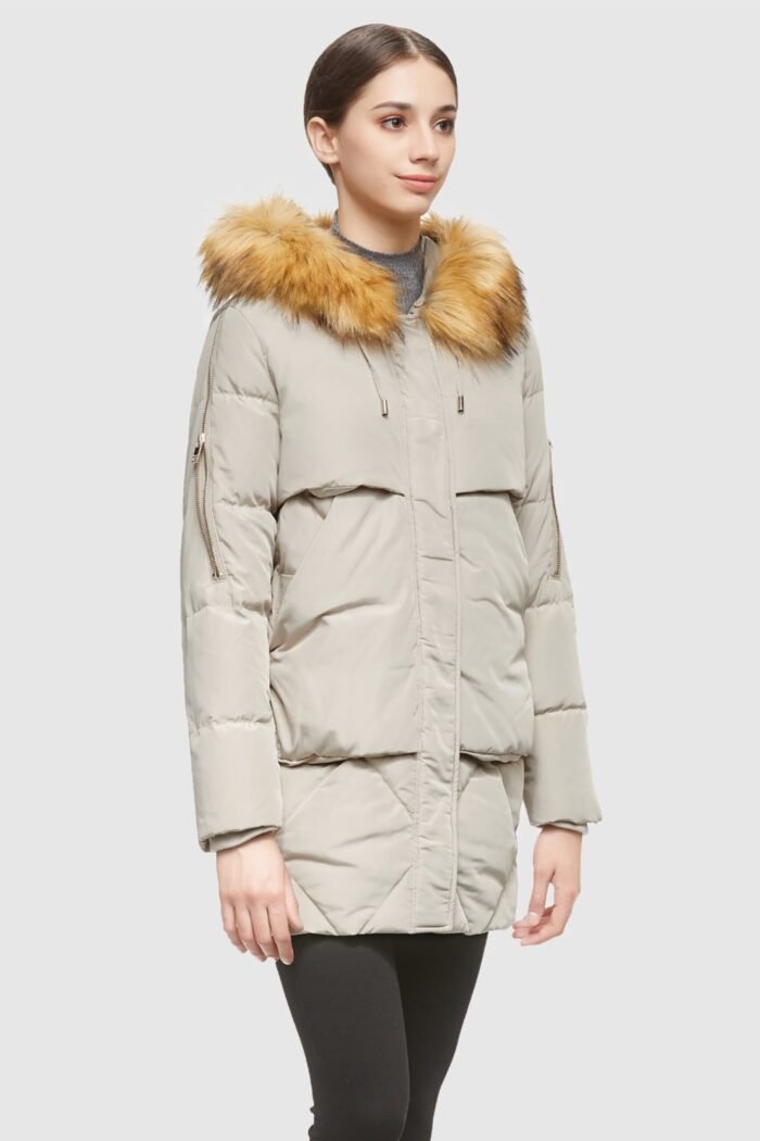 Removable Fur Large Pockets Down Jacket - Image 8